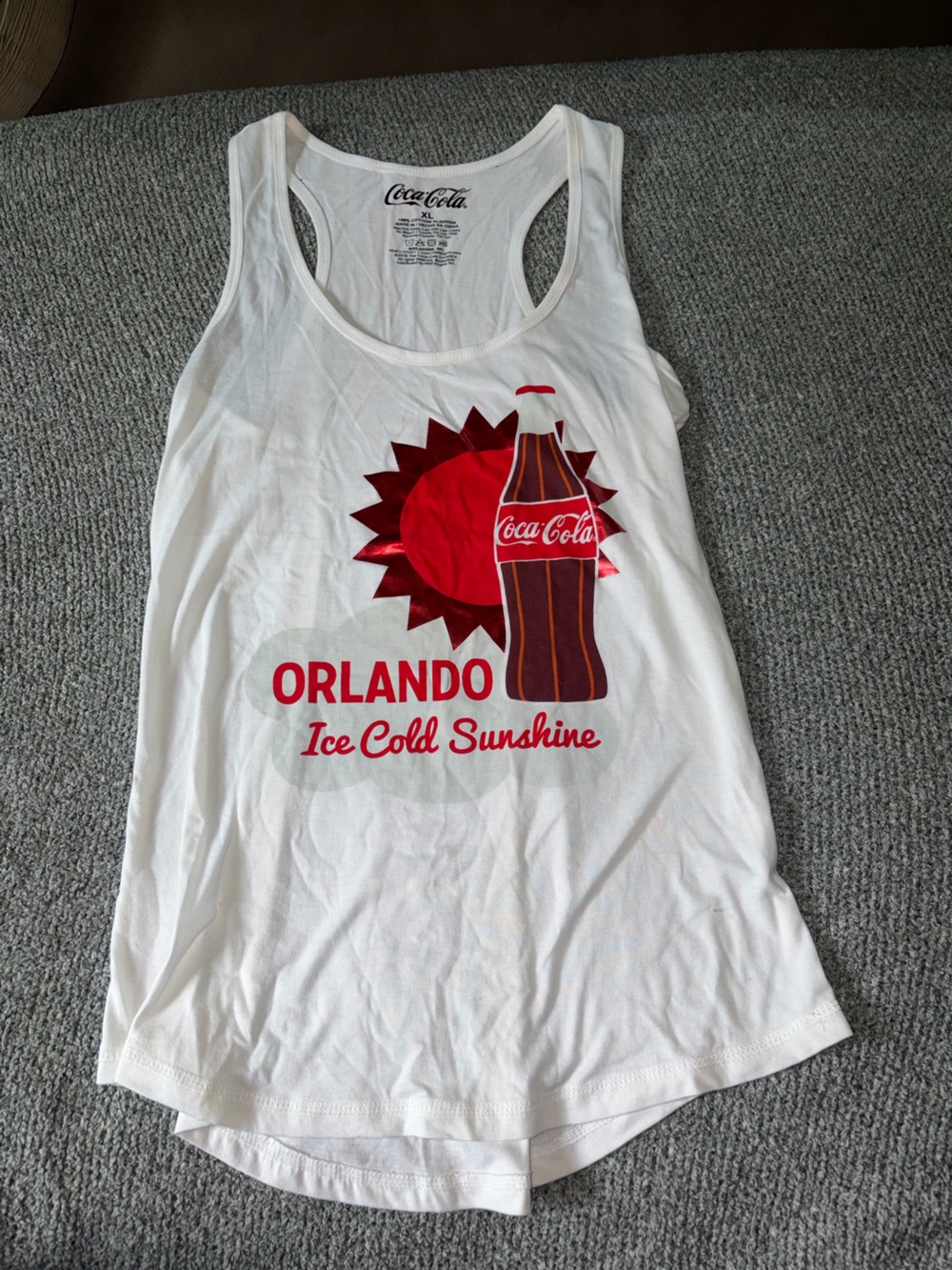 Coca Cola White Tank with Red Sun & Bottle Graphic